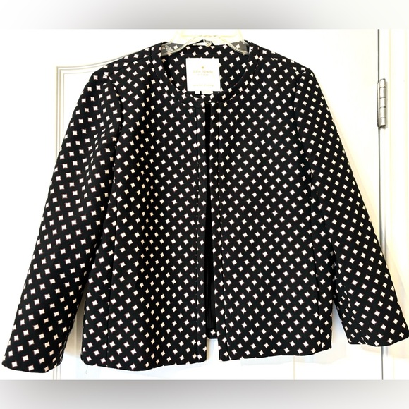 Kate Spade Medium Black Diamond Embroidered Open Front Blazer Jacket size 8 - Picture 11 of 16